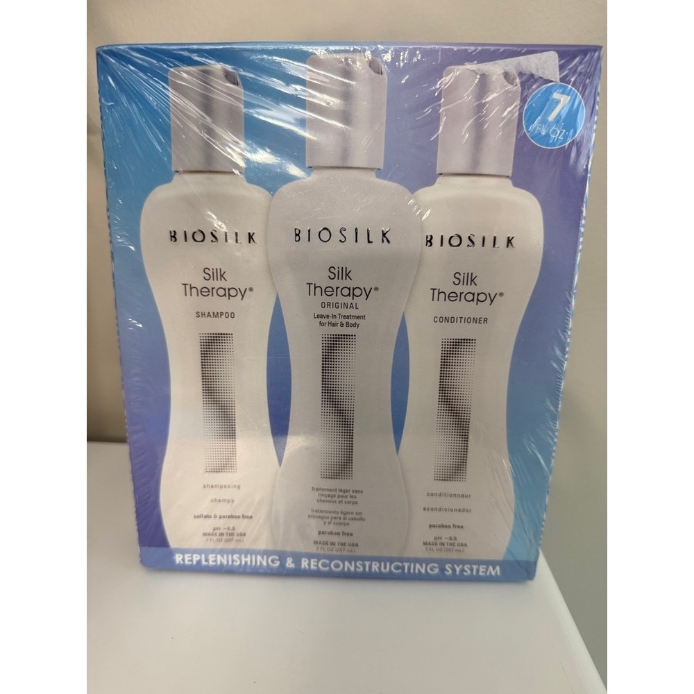 Biosilk Silk Therapy Hair Care Set Unisex 7oz 3pc Shampoo Conditioner NEW NWT